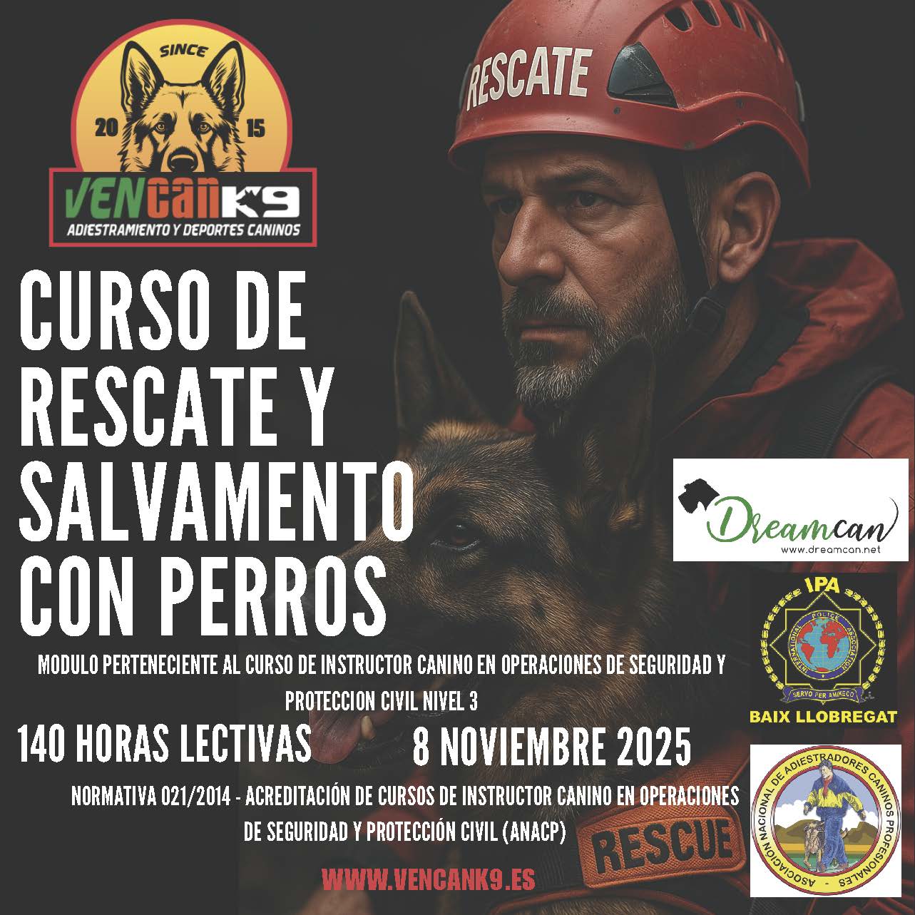 Curs de rescat i salvament amb gossos